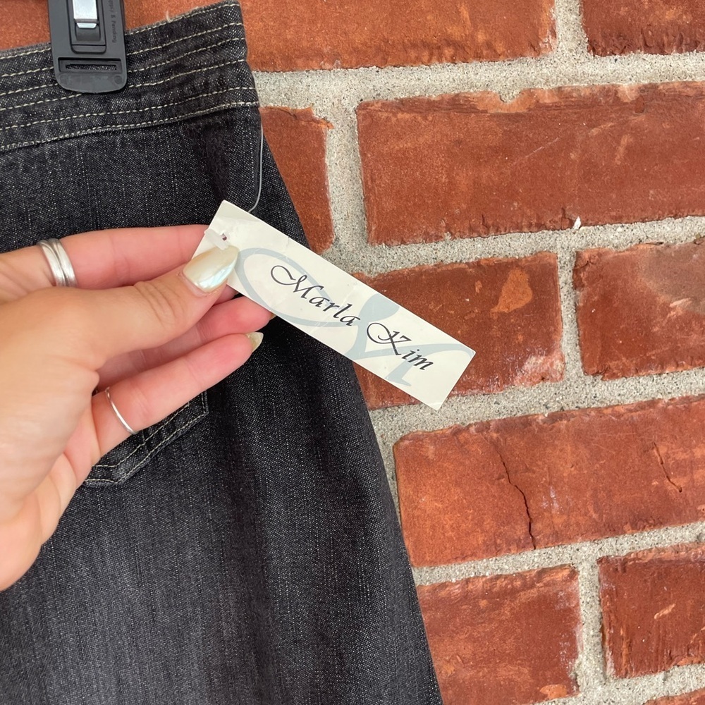 Vintage black denim button front midi skirt - Picture 7 of 7